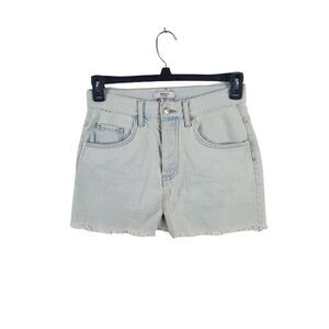 Forever 21 Denim Skirt‎ Mini 25 Womens Light Wash Raw Hem Button Fly